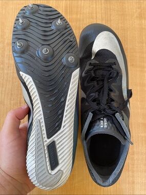 Nike ZOOM RIVAL SPRINT Track Shoes With Spikes Men’s Size 9 Black Silver Running